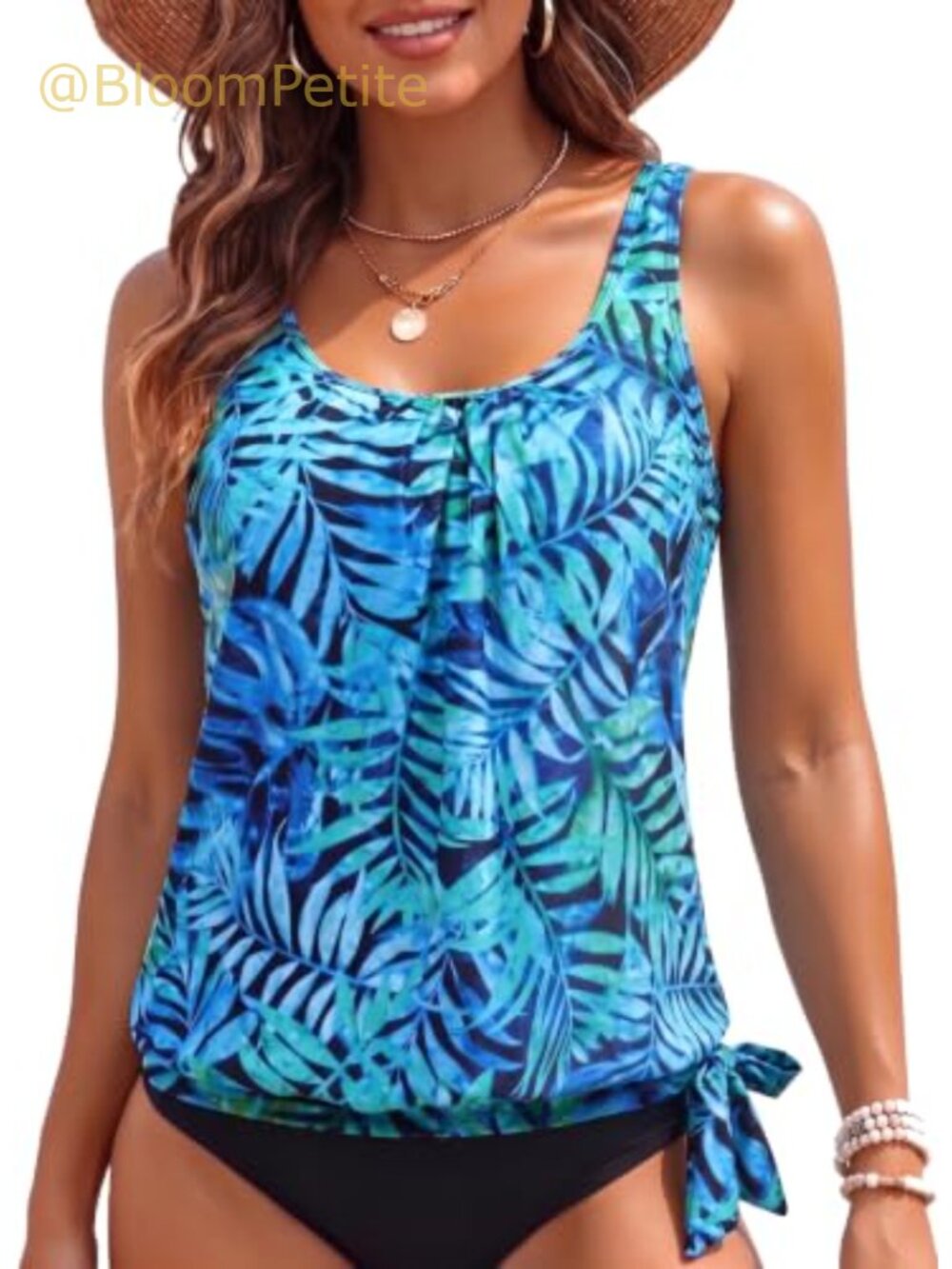 Yonique Womens Blouson Tankini Swim Top Loose Fit Strappy Bathing Suit